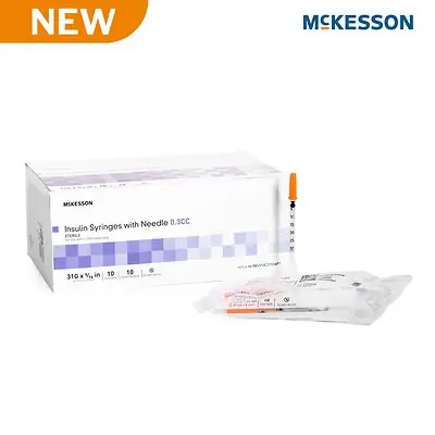 McKesson Brand - 16-INS310C31516PT Standard Insulin Syringe with Needle McKesson 0.3 mL 5/16 Inch 31 Gauge NonSafety