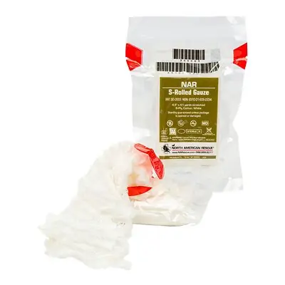 North American Rescue - 30-0003 Compressed Gauze Roll NAR 4-1/2 Inch X 4-1/10 Yard 6-Ply Sterile 1 per Pack