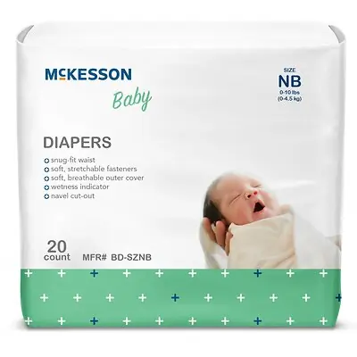 McKesson Brand - BD-SZNB McKesson Baby Diapers for Newborn Infants weighing up to 10 lbs.