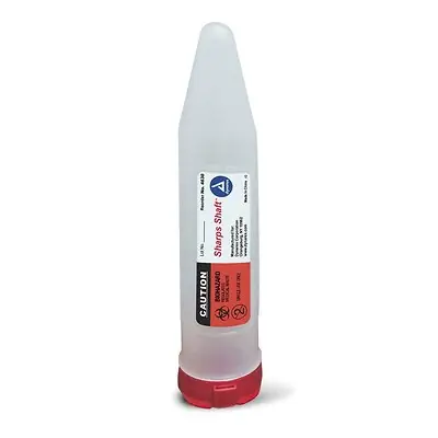 Dynarex - 4630 Pocket Shuttle Sharps Container Dynarex® Red Base 1.22 D X 6.37 L Inch Vertical Entry 6 Needles
