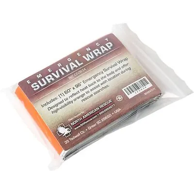 North American Rescue - ZZ-0834 Emergency Blanket North American Rescue® 60 X 96 Inch Laminated Polyethylene 3.7 oz. Orange / Silver