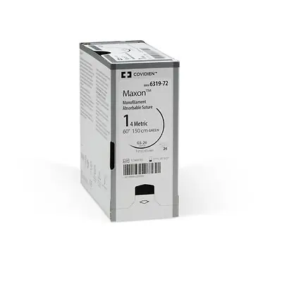 Covidien - 8886661841 Absorbable Suture with Needle Maxon™ Polyglyconate C-14 3/8 Circle Reverse Cutting Needle Size 3-0 Monofilament