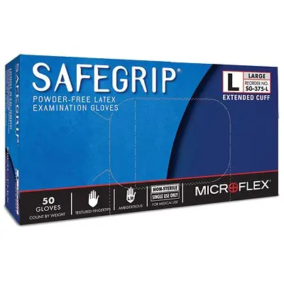 Microflex Medical - SG-375-L SafeGrip® Latex Extended Cuff Length Exam Glove
