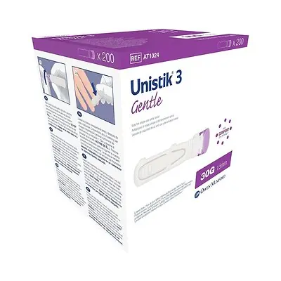 Owen Mumford - AT 1042 Unistik® 3 Comfort Safety Lancet for Low Flow Blood Glucose Testing