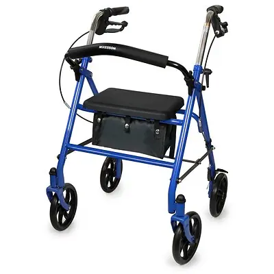 McKesson Brand - 146-10257BL-1 McKesson Folding Steel Four-Wheel Rollator