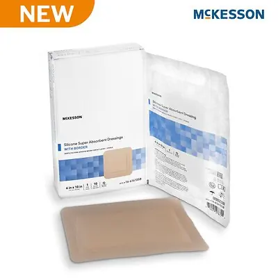 McKesson Brand 16-61610SB - Super Absorbent Dressing McKesson Rectangle 6 X 10 Inch With Border Sterile - 1/Each, 10/Box