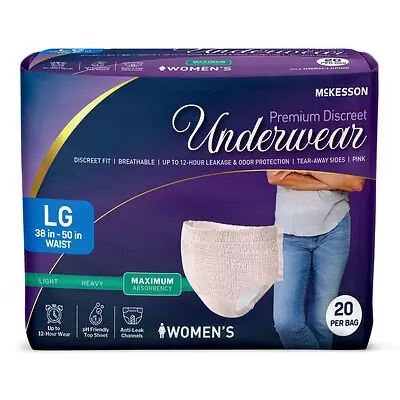 McKesson Brand - UWDM-LGPINK McKesson Premium Discreet Underwear for Women