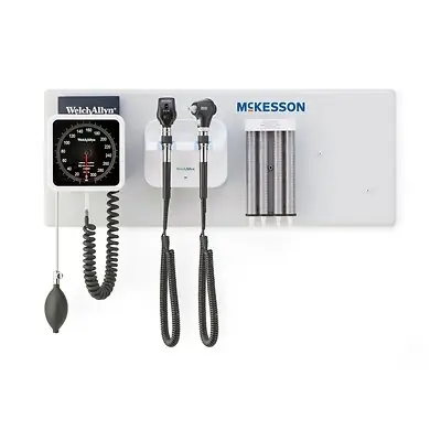 McKesson Brand - 156-3L Integrated Wall System McKesson Ophthalmoscope / Otoscope / BP Aneroid / Specula Dispenser / Transformer