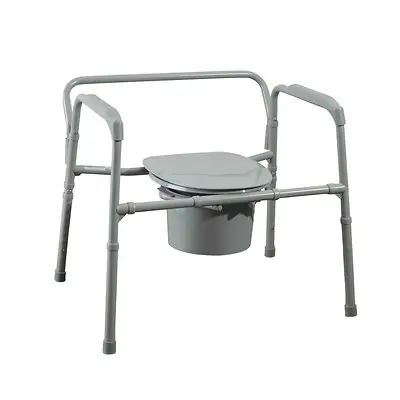 Medacure Inc - CB650 Commode Chair MedaCure® Padded Drop Arms Steel Frame Back Bar 13-3/4 Inch Seat Width 650 lbs. Weight Capacity
