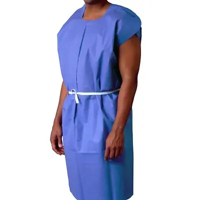 Tidi Products - 980831 Patient Exam Gown Large Blue Disposable