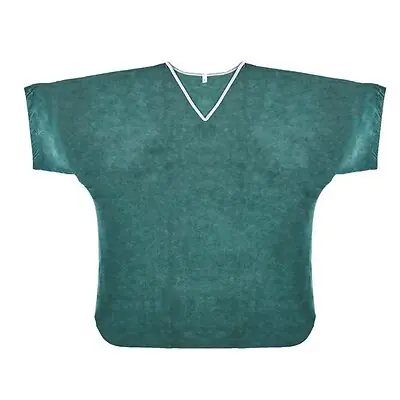 Graham Medical Products - 79709 Patient Scrub Shirt Simply Soft Small Green / White Without Pockets Short Sleeve Unisex