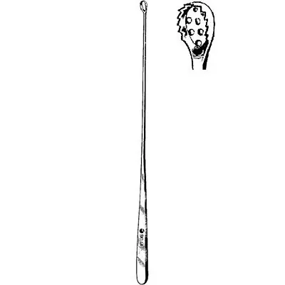 Sklar - 90-6195 Uterine Biopsy Curette Sklar® Heaney 9-1/2 Inch Length Flat Tapered Handle 7.5 mm Tip Serrated Loop Tip with Basket
