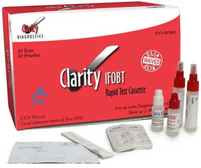 Clarity Lab Group LLC - DTG-IFOB04 Cancer Screening Test Kit Clarity® IFOBT Fecal Occult Blood Test (iFOB or FIT) 120 Tests CLIA Waived