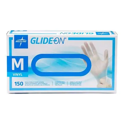 Medline - GLIDE512 Exam Glove Glide-On Medium 150 per Box NonSterile Vinyl Standard Cuff Length Smooth Clear Not Rated