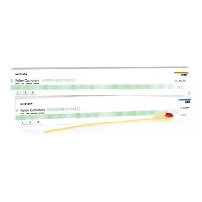 McKesson Brand - 16-LFOL3022 Foley Catheter McKesson 2-Way Standard Tip 30 cc Balloon 22 Fr. Hydrophilic Polymer Coated Latex