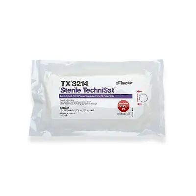 Acute Care Pharmaceuticals - TX3214 Surface Disinfectant Cleaner TechniSat® Premoistened Cleanroom Manual Pull Wipe 50 Count Bag Alcohol Scent Sterile