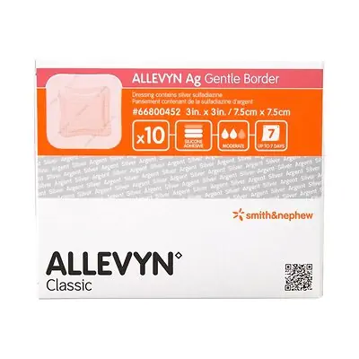 Smith & Nephew - 66800452 Allevyn Ag Gentle Border Sterile Foam Dressing with Silver