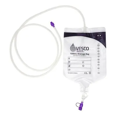 Vesco Medical - VED-012EO Enteral Drainage Bag with ENFit® Connector Vesco Medical™ 60 Inch Tubing 1000 mL Sterile