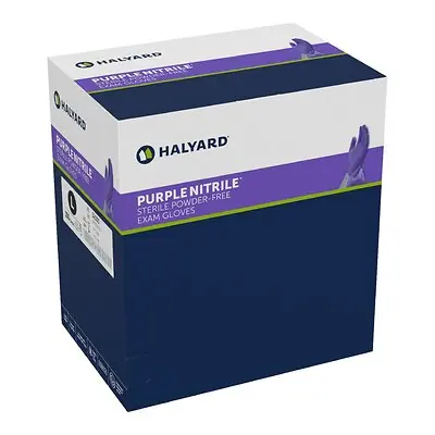 O&M Halyard Inc - 52103 Exam Glove Purple Nitrile® Large 100 per Box Sterile Single Nitrile Standard Cuff Length Textured Fingertips Purple Chemo Tested