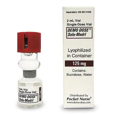 Nasco Healthcare - PN01086 Clinical Training Medication Demo Dose® Solu-Medrl Liquid Vial 3 mL / 125 mg