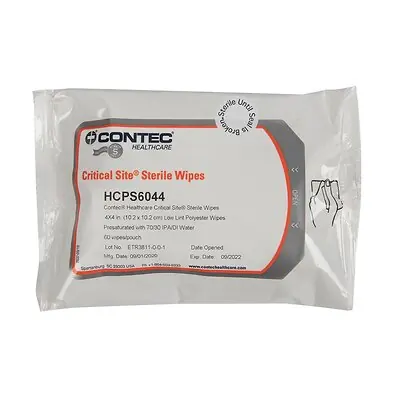 Contec Inc - HCPS6044 Surface Disinfectant Cleaner Contec® Critical Site® Premoistened Alcohol Based Manual Pull Wipe 60 Count Soft Pack Alcohol Scent Sterile