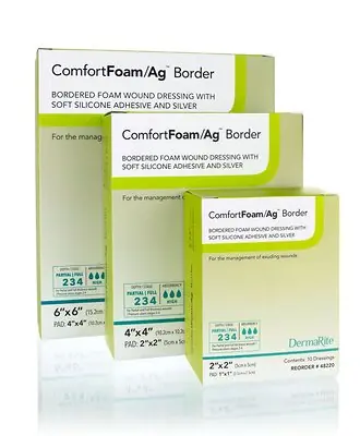 Sion Brands LLC - 48220 DermaRite's ComfortFoam/Ag Border Foam Wound Dressing