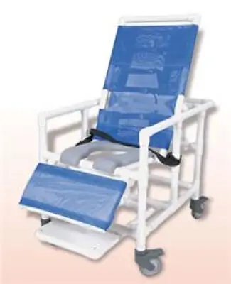 Alimed - 2970009631 Commode / Shower Chair Healthline® Fixed Arms PVC Frame Reclining Mesh Backrest 21 Inch Seat Width 400 lbs. Weight Capacity