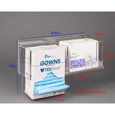 Poltex Inc - ISOLATXL-W Isolation PPE Station Poltex Wall Mount 1 Box of Masks and 1 of Gloves Clear 18.4 X 10 Inch Acrylic