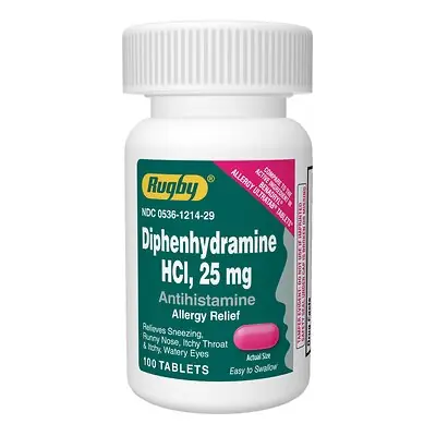 Major Pharmaceuticals - 00536121429 Rugby® Diphenhydramine Antihistamine Allergy Relief