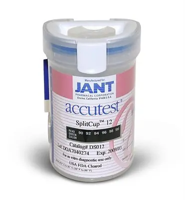 Jant Pharmacal Corp - DS012 Drugs of Abuse Test Kit Accutest® Splitcup™ AMP, BAR, BZO, COC, mAMP/MET, MDMA, MTD, OPI, OXY, PCP, PPX, THC 25 Tests CLIA Non-Waived