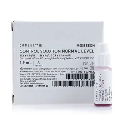 McKesson Brand 900-502MCK - Control Consult™ Hb Hemoglobin Normal Level 3 X 1.9 mL - 1/Box
