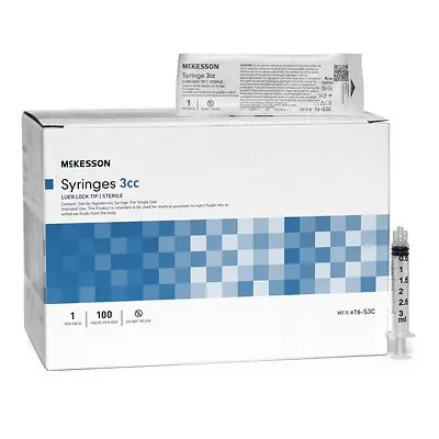 McKesson Brand - 16-S3C General Purpose Syringe McKesson 3 mL Luer Lock Tip Without Safety