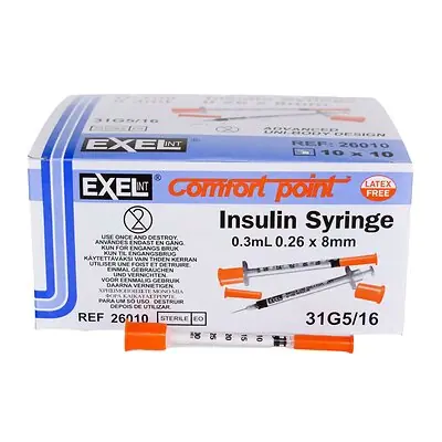 AirTite Products - 26010 Standard Insulin Syringe with Needle Comfort Point™ Lo-Dose 0.3 mL 5/16 Inch 31 Gauge NonSafety Thin Wall