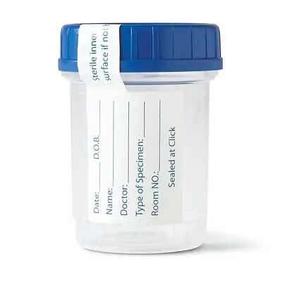 Medline - DYND30382 Specimen Container for Pneumatic Tube Systems Click-N-Close 90 mL (3 oz.) Screw Cap Patient Information Sterile Fluid Path