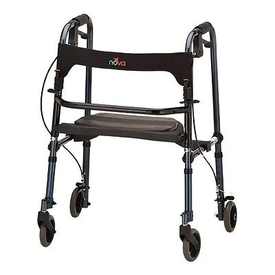 Nova Ortho-Med - 4010BL 4 Wheel Rollator Cruiser De-Light Blue Adjustable Height / Folding Aluminum Frame