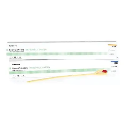McKesson Brand - 16-LFOL522C Foley Catheter McKesson 2-Way Coude Tip 5 cc Balloon 22 Fr. Hydrophilic Polymer Coated Latex