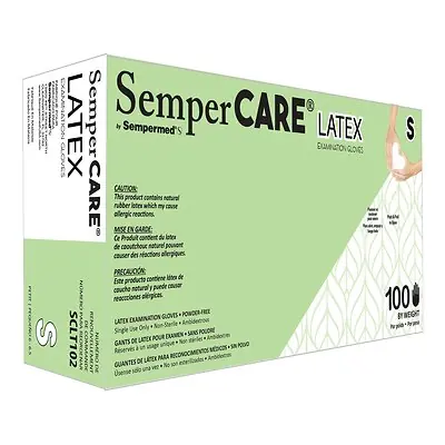 Harps USA Inc - SCLT102 Exam Glove SemperCare® Latex Small 100 per Box NonSterile Latex Standard Cuff Length Micro-Textured Ivory Not Rated