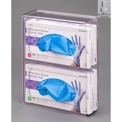 Poltex Inc - 2GBST-W Glove Box Holder Wall Mounted 2-Box Capacity Clear 10-1/2 W X 3-1/4 D X 10 H Inch PETG Plastic