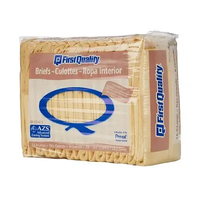 First Quality Products LLC IB-014-1 - Incontinence Brief First Quality® Adult X-Large Unisex Disposable Moderate Absorbency - 16/Bag, 64/Case