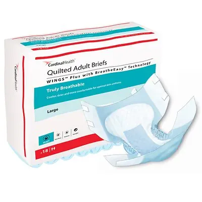 Cardinal - 66134 Wings™ Quilted Plus with BreatheEasy™ Technology Incontinence Brief