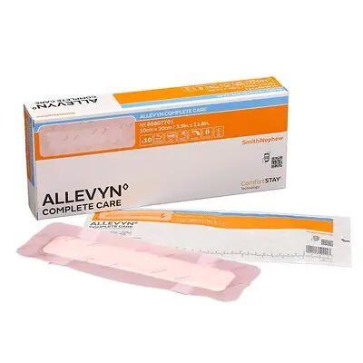Smith & Nephew - 66807701 Foam Dressing Allevyn Complete Care 4 X 12 Inch With Border Film Backing Silicone Adhesive Rectangle Sterile