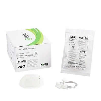 KORU Medical Systems - RMS22606 Sub-Q Infusion Set HIgH-Flo™2 2 X 26 Gauge 6 mm 20 Inch Tubing Without Port