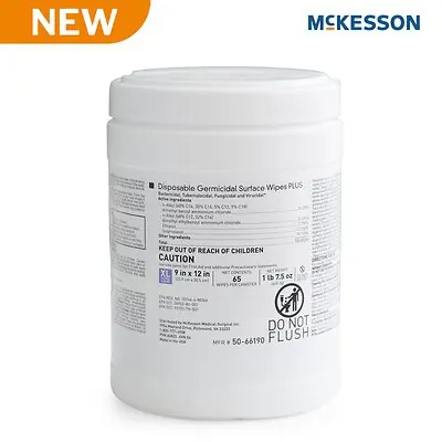 McKesson Brand - 50-66190 McKesson Premoistened Germicidal Wipe Surface Disinfectant Cleaner