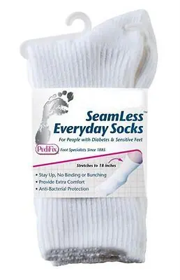 Pedifix - P795-M/L Diabetic Socks SeamLess™ Calf High Medium / Large White Closed Toe