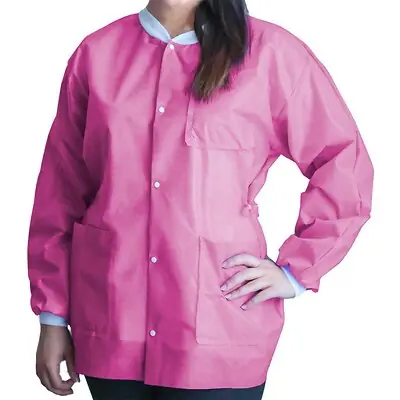 Dukal - UGJ-6509-M Lab Jacket FitMe™ Raspberry Pink Medium Hip Length 3-Layer SMS Disposable