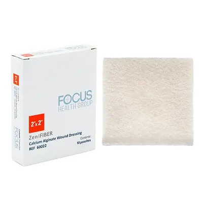 Focus Health Group - 60022 Alginate Dressing ZeniFIBER Calcium Alginate 2 X 2 Inch Square