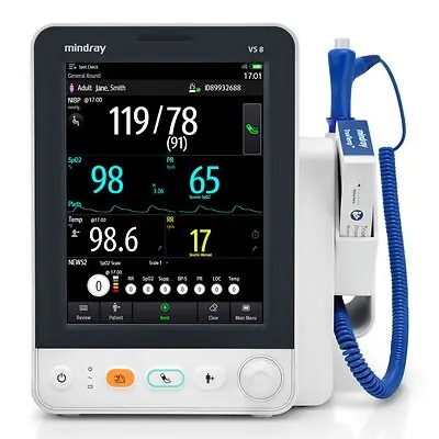Mindray USA - 121-002413-00 Patient Monitor Mindray Monitoring NIBP and Pulse Rate, Masimo SpO2, and TrueTemp AC Power / Battery Operated