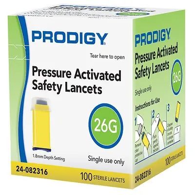 Prodigy Diabetes Care - 24-082316 Safety Lancet Prodigy 26 Gauge Retractable Pressure Activated Finger