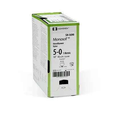 Covidien - SN-872 Nonabsorbable Suture with Needle Monosof™ Nylon C-1 3/8 Circle Taper Cutting Needle Size 4-0 Monofilament