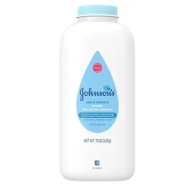 Kenvue Brands LLC - 111786200 Baby Powder Johnson's® Aloe and Vitamin E 15 oz. Scented Shaker Bottle Zea Mays (Corn) Starch, Fragrance, Tricalcium Phosphate, Aloe Barbadenisis Leaf Extract, Tocopheryl Acetate, Naturally-derived Ingredients, Vitamin E